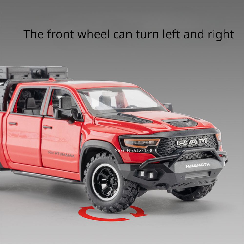 1/32 Dodge RAM MAMMOTH Pickup Toy Car Model Metal Diecast Off Road Vehicles Models Pull Back Shock Absorbation Boys Best Gifts