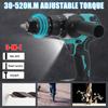 388VF 13mm 3 In 1 Brushless Electric Drill Screwdriver 520NM 20+2 Torque Cordless Impact Drill Power Tool with 2 Battery
