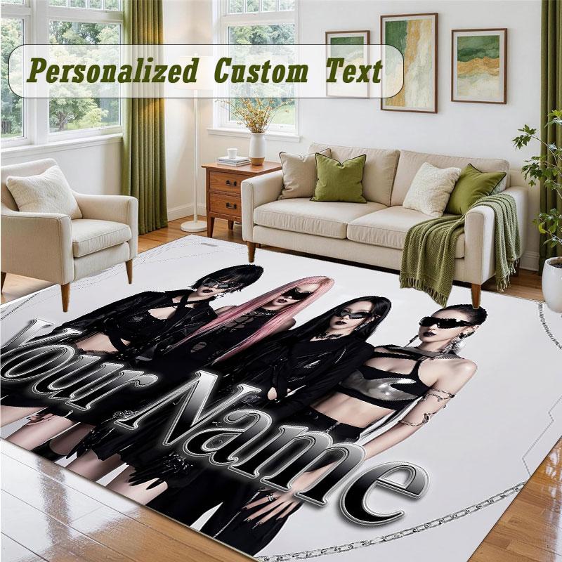 Crystal Velvet Square Rug Custom Nameaespa Pattern Non Slip Home Floor Decor Rug