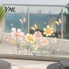 Removable Butterfly Wall Decals 2Pcs Watercolor Flowers Sticker, PVC Waterproof Floral Decal with Butterflies, Flower Stickers for Girls Room