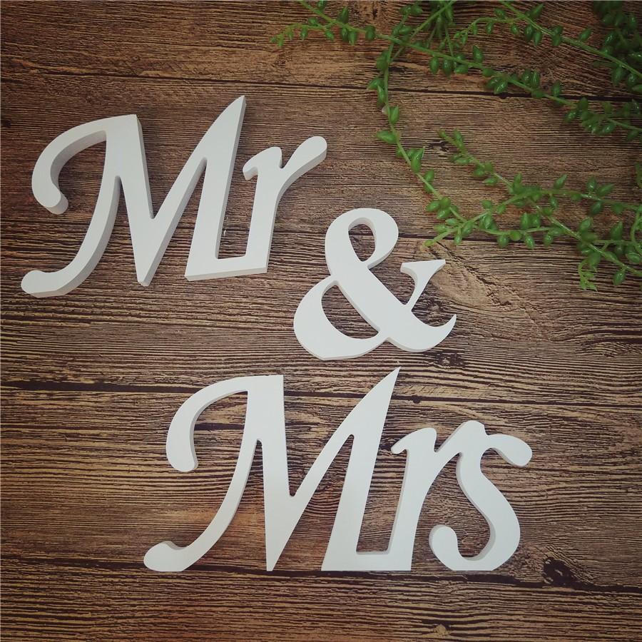 One Set White Color Standing Mr & Mrs Letters for Wedding Party Decoration & Gift