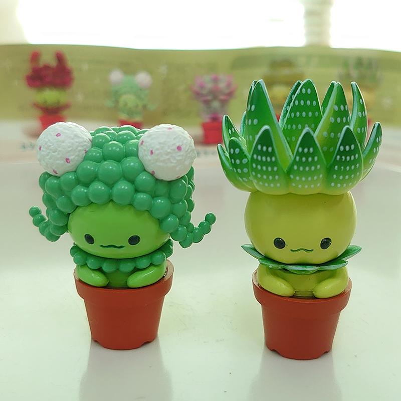 Gashapon Capsule Toys Succulents Evil Spirit Doll Green Potted Plant Action FIgures Model Toy Ornaments