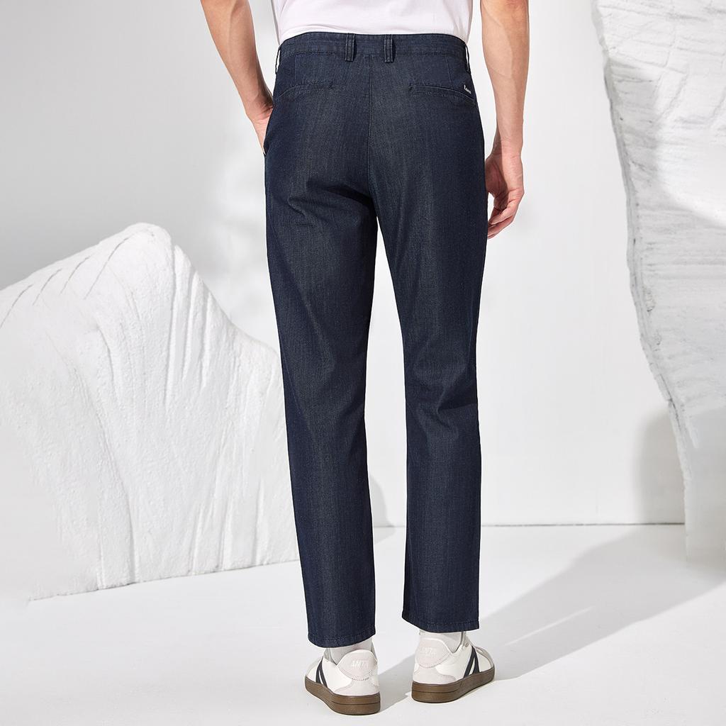 Summer thin Tencel cotton breathable and skin friendly men's straight leg jeans with mulberry silk included