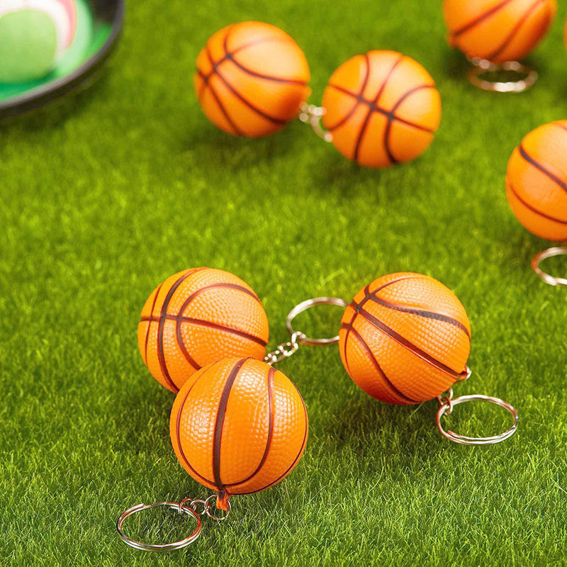 Creative Cartoon Sports PU Ball Keychain Simulated Mini Ball Keyring Pendant Boyfriend Gift Souvenir Novelty Toy Ornament Rugby Baseball Basketball