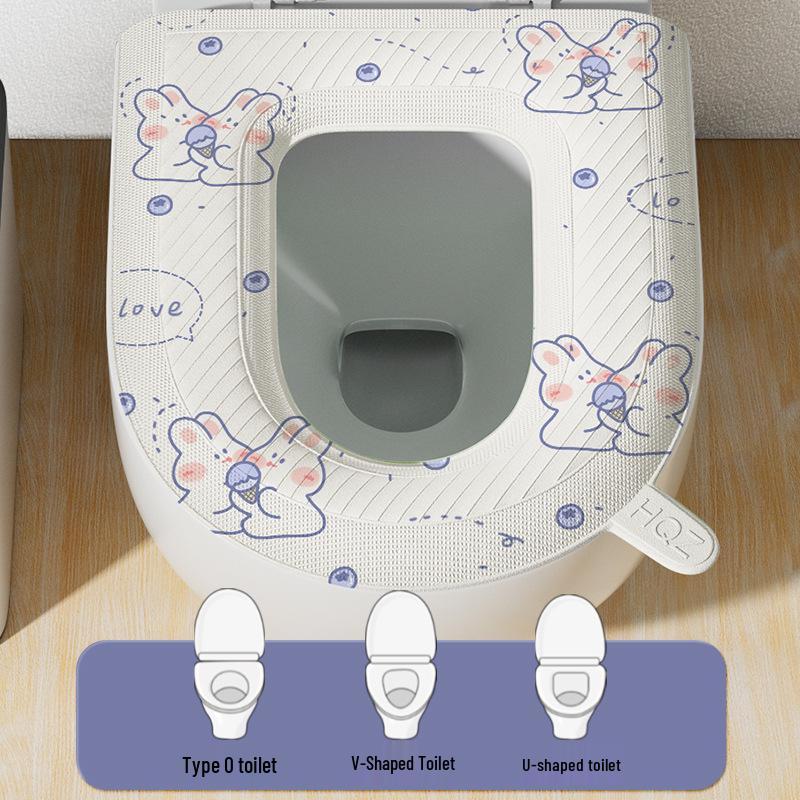 Водонепроницаемая мультяшная подушка для сиденья унитаза - Универсальная, Моющаяся, Милая, Клейкая накладка на все сезоны