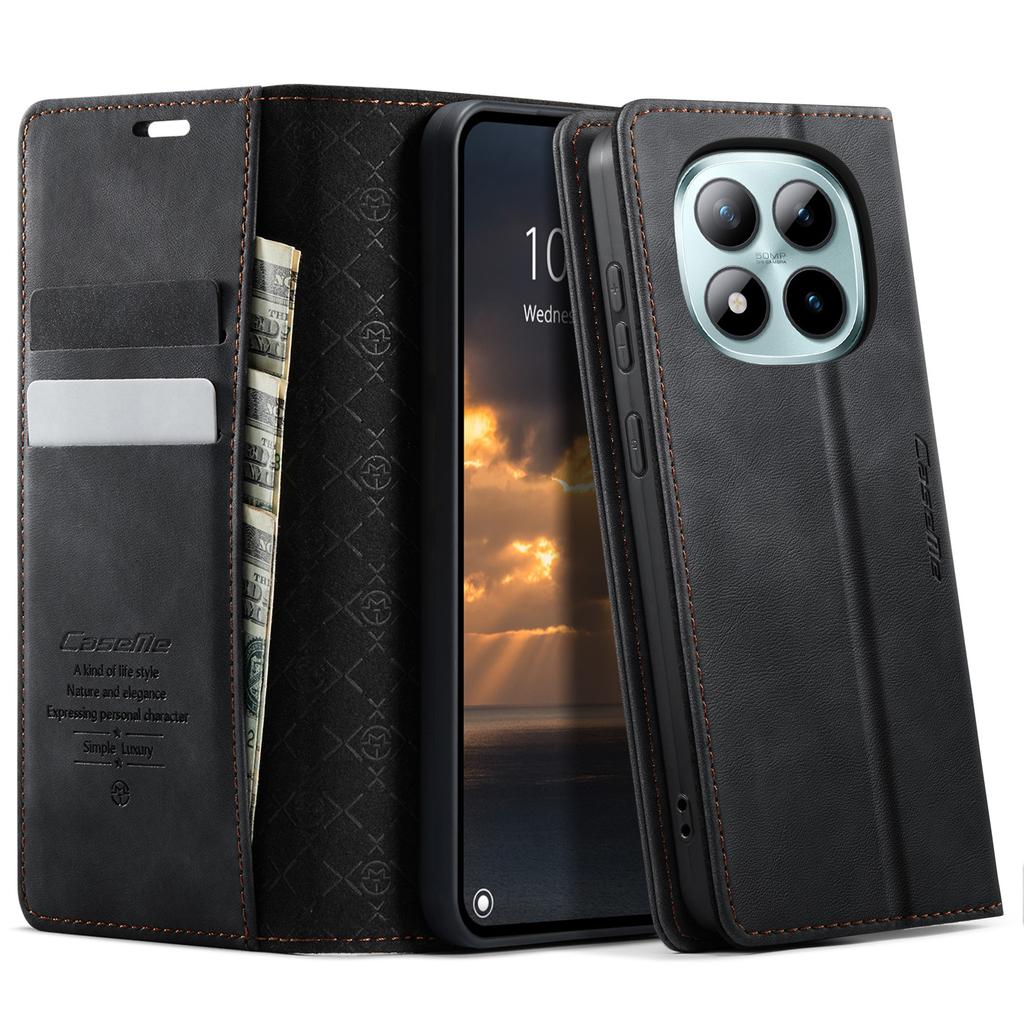 Для Xiaomi Poco M8 Pro 5G/Redmi Note 15 Pro+ 5G (Глобальный) Чехол-кошелек CASEME серии 033 с защитой от RFID, подставка, кожа с текстурой теленка, чехол для телефона