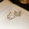K real gold electroplated silver needle zircon butterfly stud earrings retro sweet temperament earrings light luxury high-end earrings women