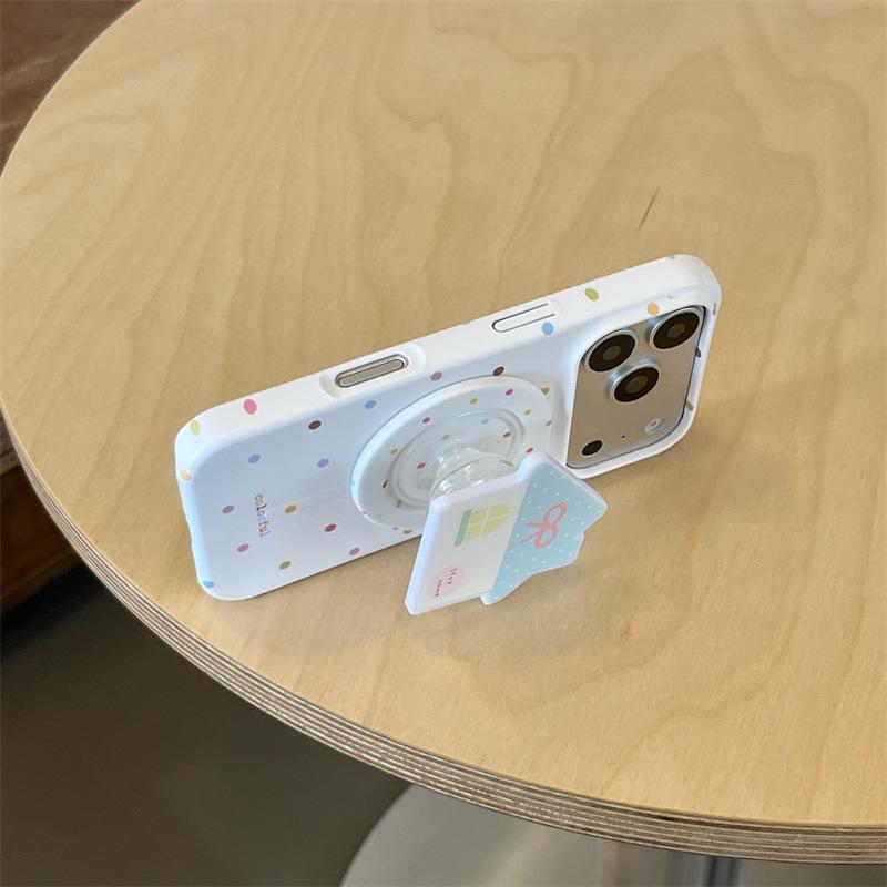 Цветной магнитный чехол в корейском стиле в горошек для iPhone 17/16 Pro Max/15 Pro
