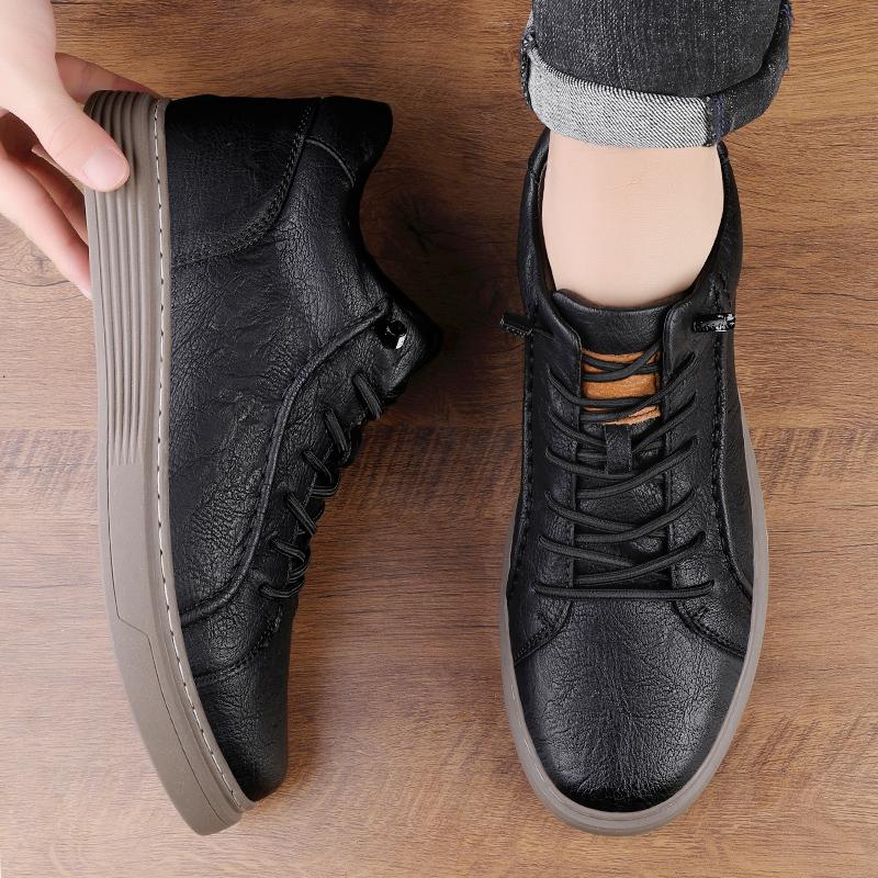 Модные корейские туфли-оксфорды на шнуровке с высоким вырезом для мужчин, высококачественная повседневная обувь из натуральной кожи, мужские удобные кроссовки для активного отдыха