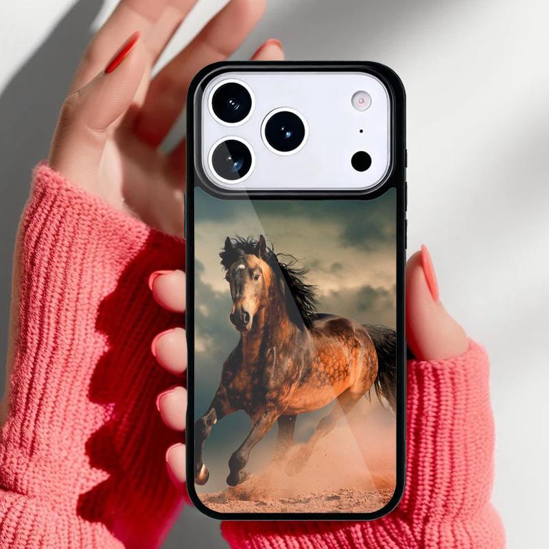 Красивый Элегантный Коричневый Конь Чехол для Телефона для iPhone 17 16 15 14 13 Pro Max Задняя Крышка для 12 11 Pro Coque