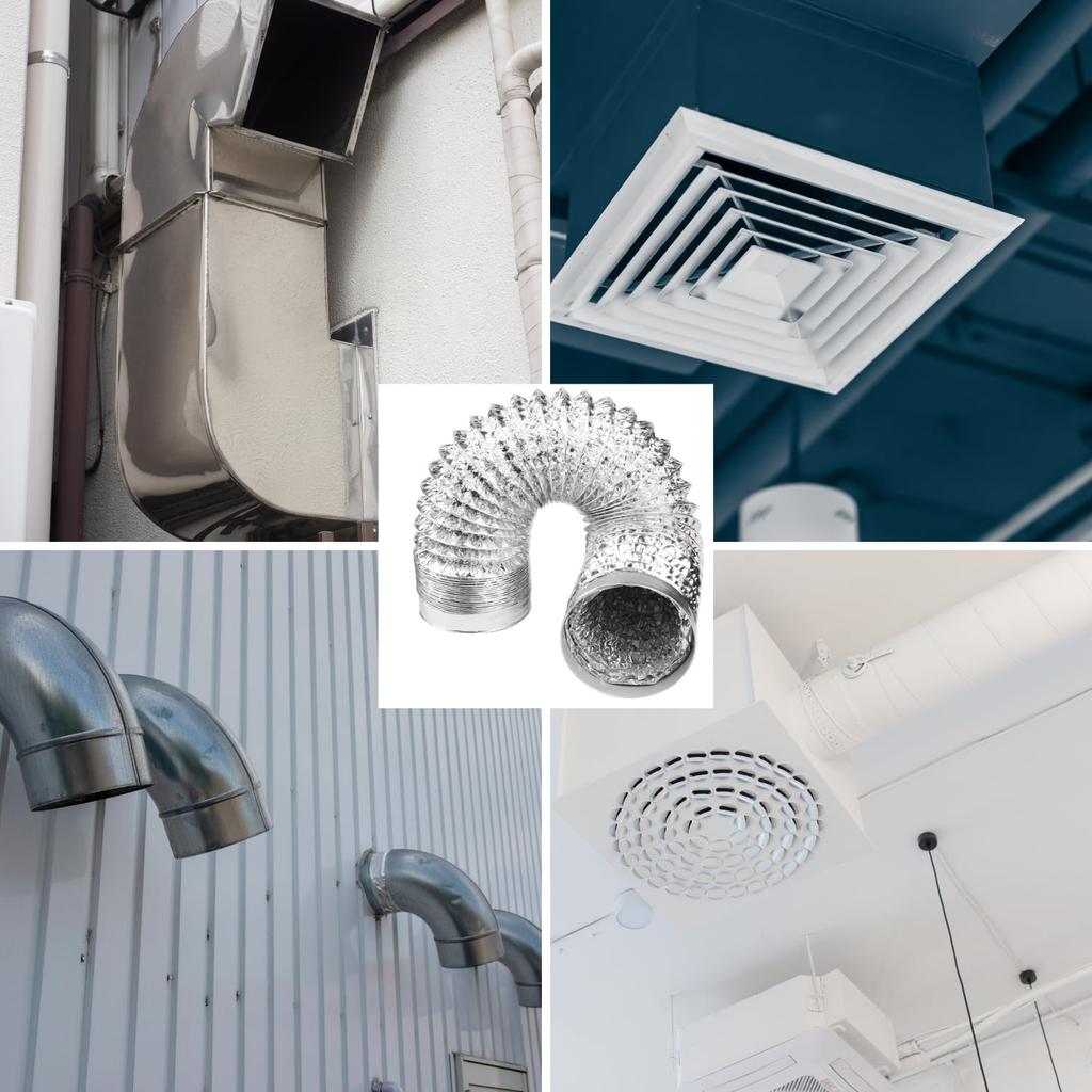 SLMYCAO Гибкий воздуховод, Алюминиевый телескопический вытяжной шланг, Для вентиляции, вытяжки, Диаметр 3,9 дюйма