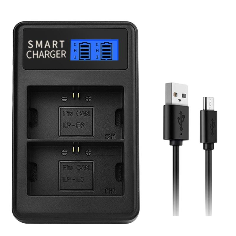 Двухканальное USB-зарядное устройство для аккумуляторов LP-E6 LPE6 LP E6 с ЖК-экраном для EOS 5D Mark II, EOS 5D Mark III, EOS 5D Mark2