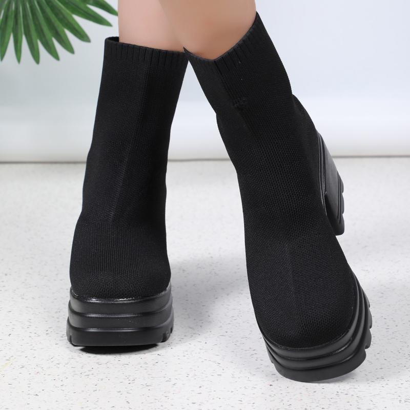 Новые европейские американские большие джинсовые короткие сапоги с квадратным носком, водонепроницаемые на платформе и высоком каблуке, модные женские сапоги на толстой подошве