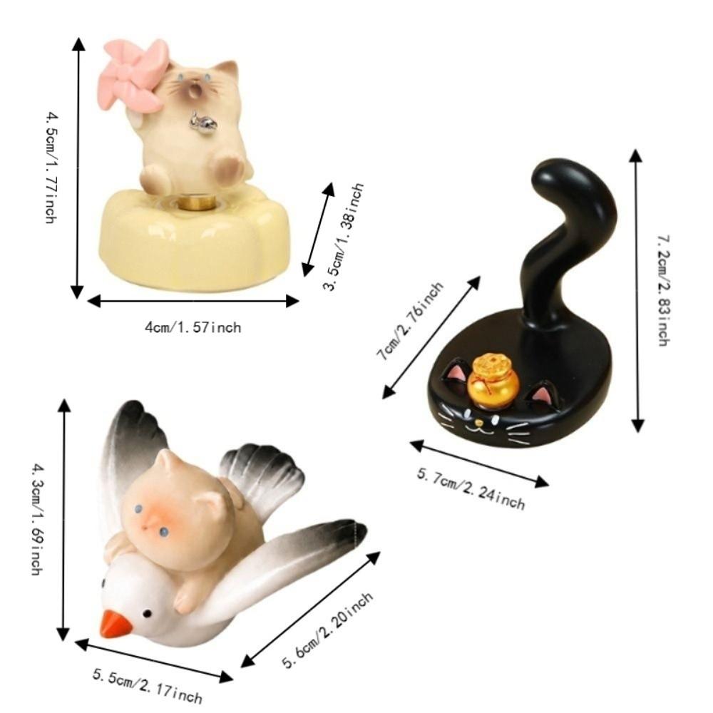 Cartoon Rotatable Car Ornament Resin Cute Cat Statue Desk Display Decor