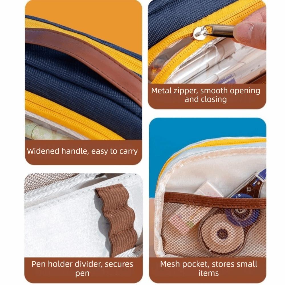 Contrasting Color Minimalist Pen Bag Large Capacity Pencil Case Pencil Pouch School Supplies