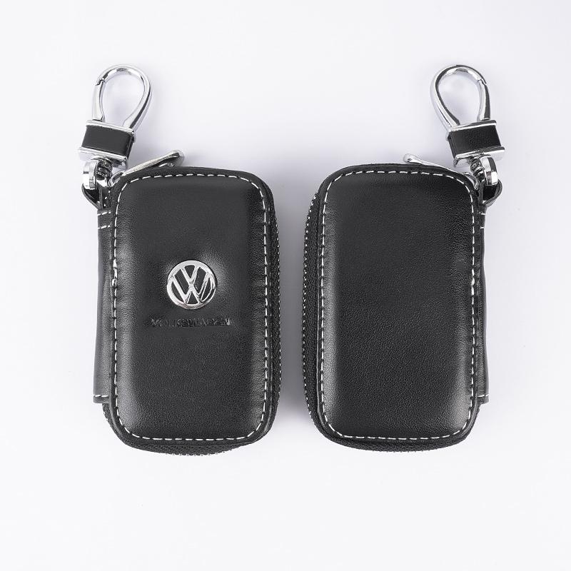 For VW Leather Car Remote Key Case Bag Keychain Storage Box For Volkswagen VW Polo Golf Touareg T6 T5 Passat B7 B5 Touran Beetle Tiguan PT7