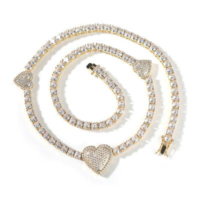 THE BLING KING Ледяная 3 Сердца Теннисная Цепь Микро Инкрустация Кубическим Цирконием 4 мм Звеньевое Ожерелье Лучший Подарок Для Женщин Хип-хоп Украшения