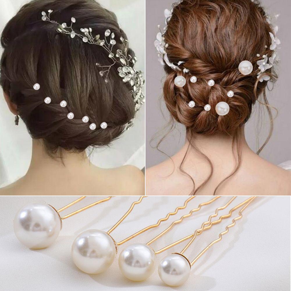 Hairstyle Design Tools Wedding Headwear Pearl Hair Pins U Shape Hair Clip Pearl Hair Stick