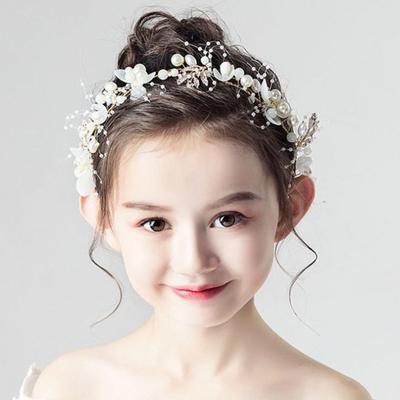 Повязка на голову с цветочным венком, повязка на голову с цветком, повязка на голову с жемчугом, детский головной убор невесты