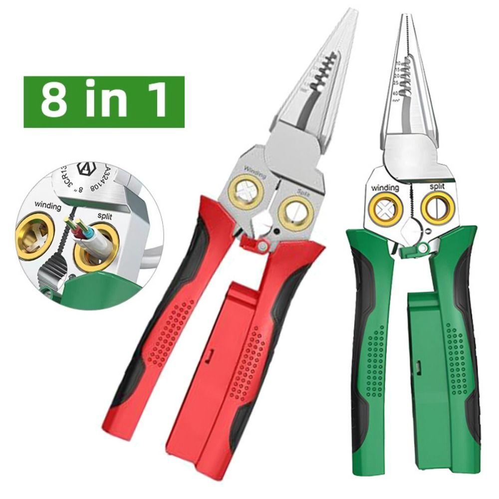Stainless Steel Electrician Cable Cutter 8 In 1 Wire Crimping Pliers Splitting