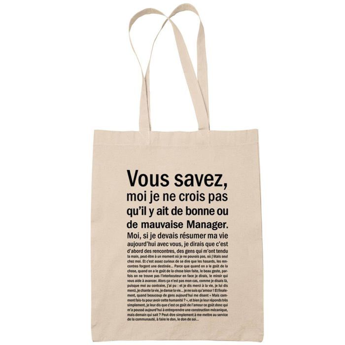 Tote bag - PLANETEE - Manager Situation Femme Beige - Coton - Beige - Imprimé en France