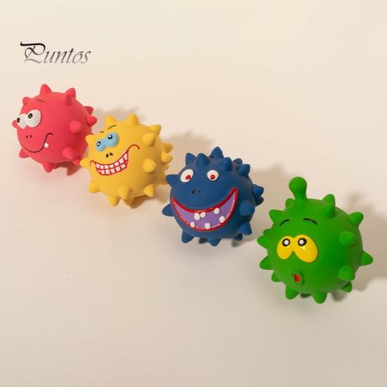 Неразрушимые жевательные игрушки для собак, большие собаки, скрипучий шипованный шарик для домашних животных, латексная игрушка со встроенным звуком, уход за зубами, забавный мультяшный жеватель