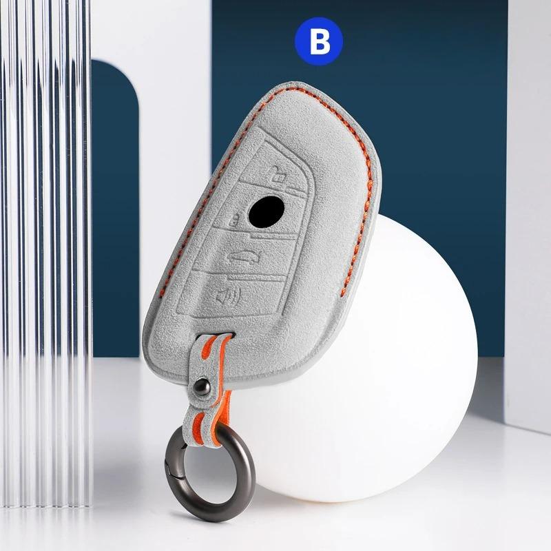 Car Key Case Cover for BMW 3 5 Series X1 X2 X3 X4 X5 X6 X7 F30 F90 F10 G30 G60 E60 F48 F39 E70 F15 F16 325li 530 Suede Keychain