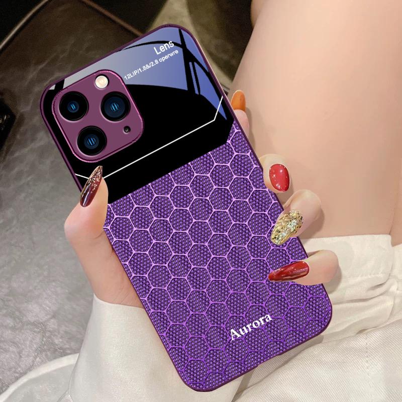 Шестиугольная сетка из яблок для iPhone 16 Pro Max 15 Pro 14 13 12 Mini 11 XS Max XR 7 8 Plu SE 2022 Чехол для телефона из закаленного стекла