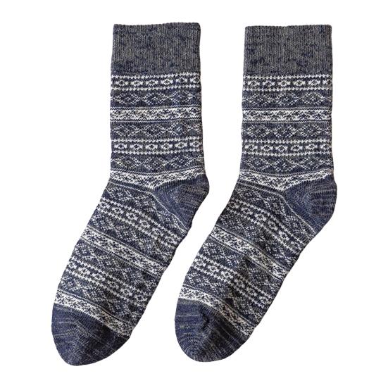 Warm Wool Socks for Men Winter Thermal Thick Crew Socks Vintage Style Retro Pattern Socks for Cold Weather
