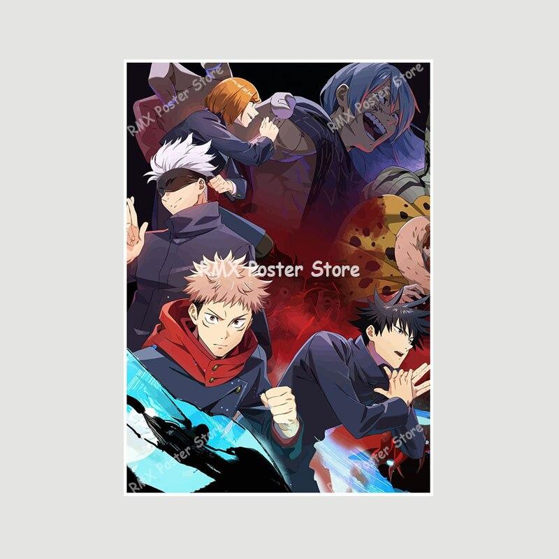 Белые бумажные постеры Jujutsu Kaisen, японские классические аниме-принты, украшение для дома, настенные наклейки, декор для гостиной, бара