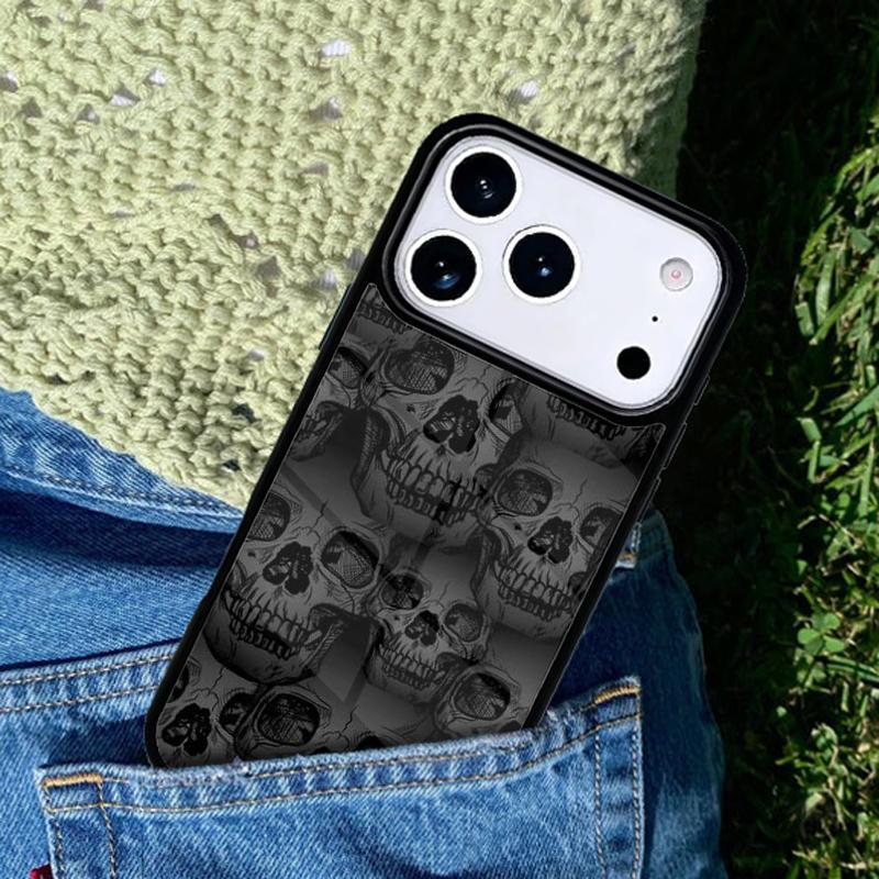 Крутой готический чехол-бампер с черепом для IPhone 11 12 13 14 15 16e 17 Pro Max Coque для IPhone 17 Air