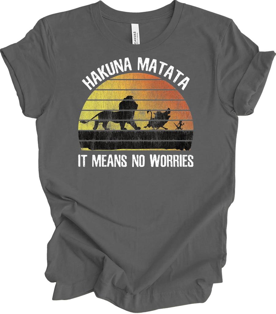 Lion King Hakuna Matata No Worries Retro Sunset Silhouette Graphic Tee Shirt