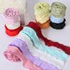 1 Roll 900x4CM Pleated Ribbon Trim DIY Sewing Flower Bridal Bouquets Gift Box Wrapping Ruffle Edge Ribbon Solid Polyester Decorative Ribbon