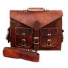 Large Vintage 15" Men's Brown Pure Leather Messenger Laptop Satchel Shoulder Bag