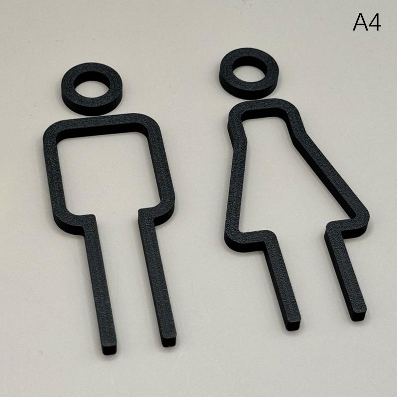 Hot  3D Printed Bathroom Door Sign Male & Female Restrooms Symbol Door Decor Restaurant Hotel Cafe Toilet Signage Wall Sticker