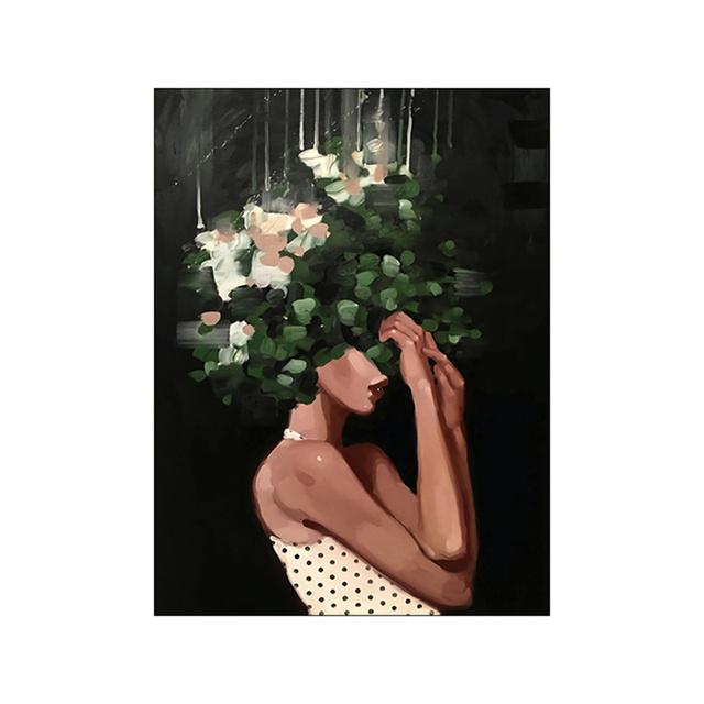 Абстрактная женская голова с цветами, холст, живопись, современные постеры и принты, настенная художественная картина для гостиной, домашний декор