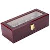 Wooden 5 Grid Watch Display Box Transparent Window AntiSlip Watch Storage Box