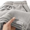 Men's Fleece Vintage Thick Winter Casual Fleece Pants Men Wide Legs Baggy Warm Sweatpants Male Drawstring