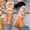 Fashion Summer Solid Flat Slippers Women Square Toe Outdoor Slippers Casual Beach Slides Women's Shoes Narrow Band Sandals Zapatos Mujer