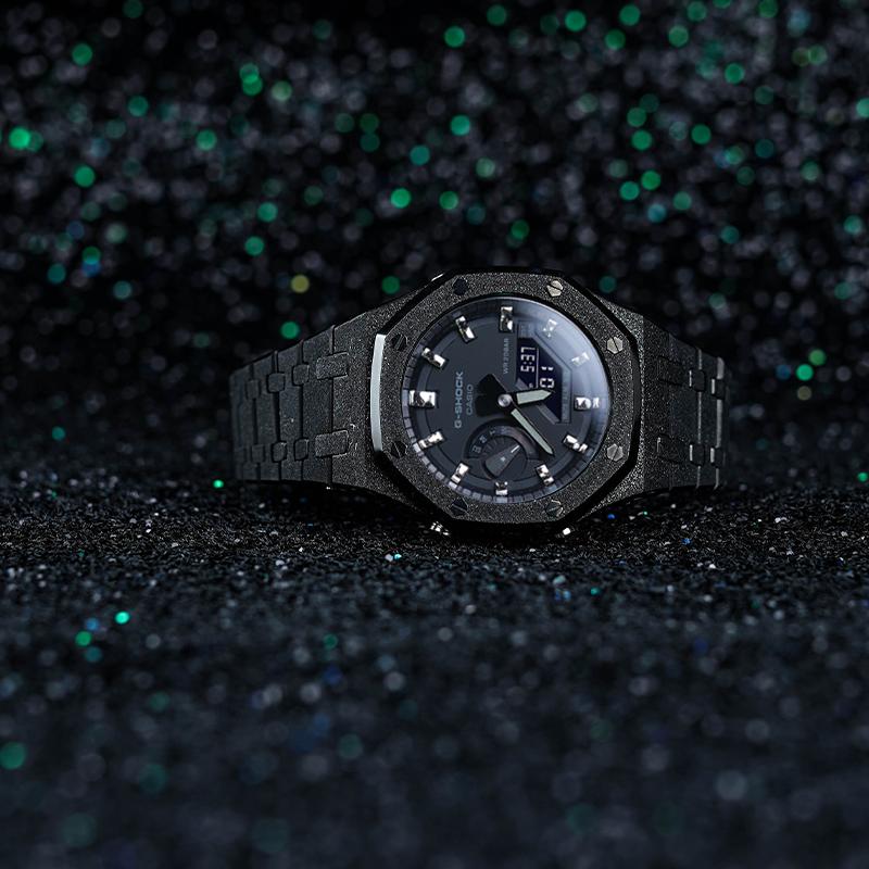 Casio Унисекс Жидкокристаллический, Аналогово-цифровой Двойной дисплей Серия Черные часы GA-2100-1A1(Watch8--)