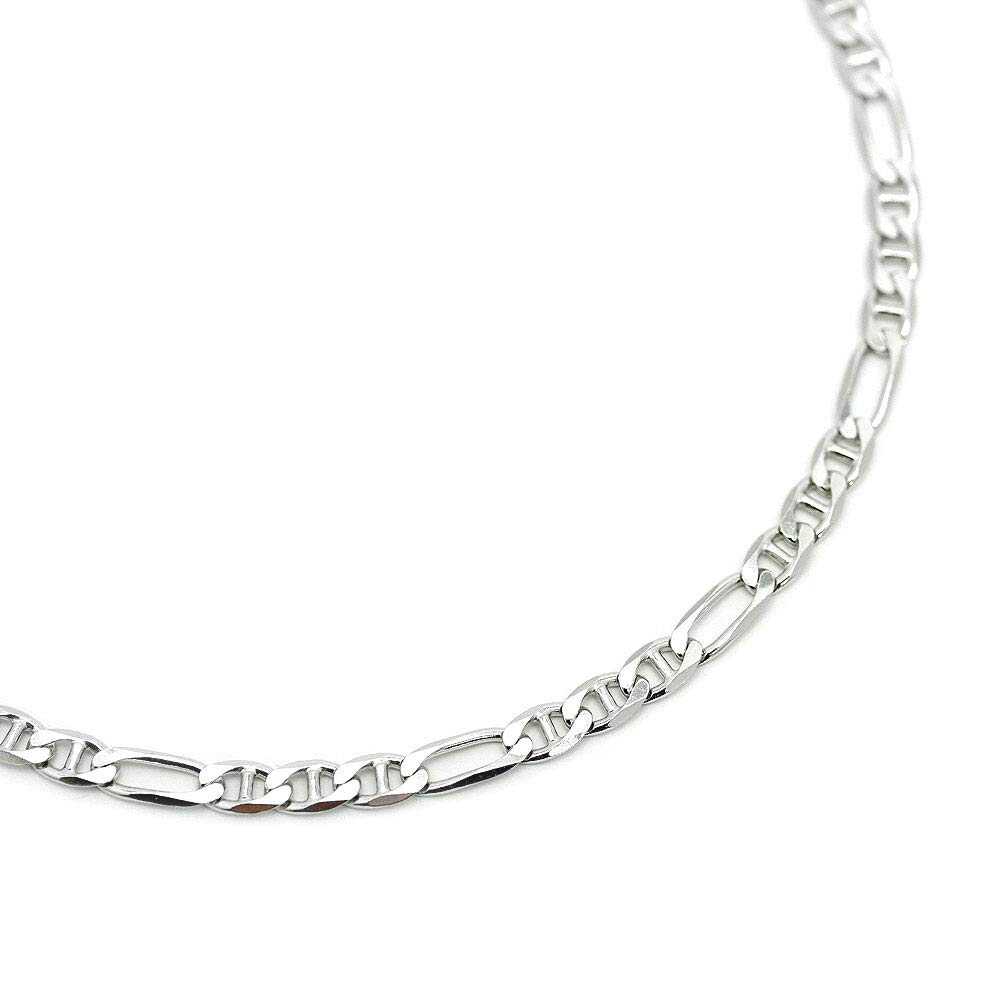 Сделано в Италии Серебряное ожерелье-цепочка NEO Figaro 925 пробы, цвет ko Ширина 4 мм Тонкий Толщина 1 мм Длина [Silver One] Мужское [Silver 45 см]