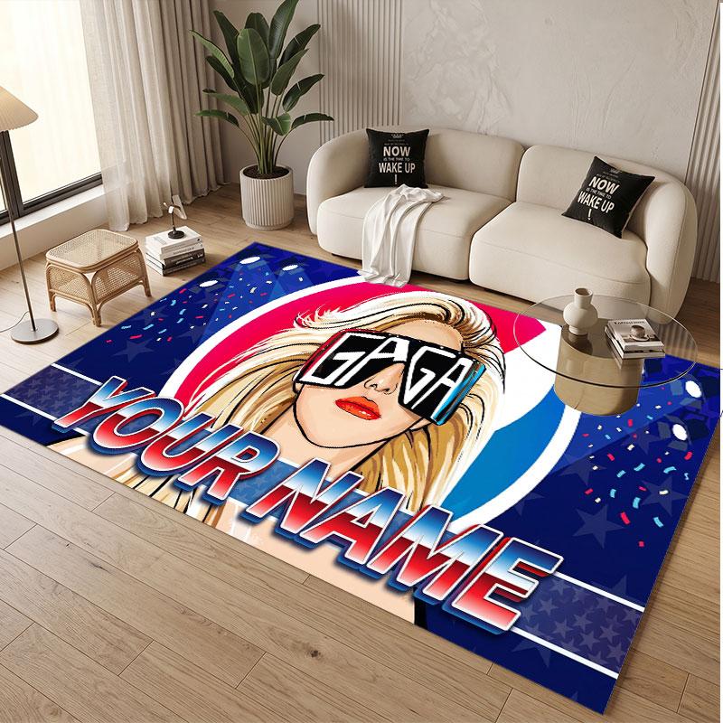 Custom Name Crystal Velvet Rug,Lady Gaga Comfortable Anti Slip Floor Mat For Room Decoration