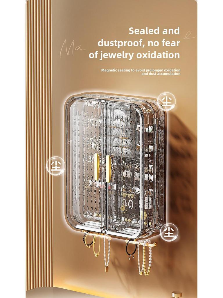 Настенная вместительная шкатулка для хранения ювелирных изделий: Многофункциональная стойка для сережек, ожерелий, элитный и изысканный дизайн