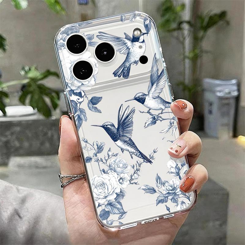 Чехол для iPhone 17 Pro Max Чехол iPhone 16 Pro Max 15 14 13 11 17E 16E Печать Белые Цветы Ударопрочный Прозрачный Мягкий ТПУ Силиконовый Чехол