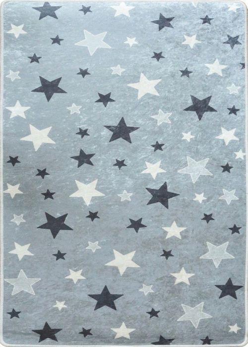 Tapis Enfant - Non spécifié - Etoile - Gris - 80x150 cm - Antidérapant - Lavable en machine