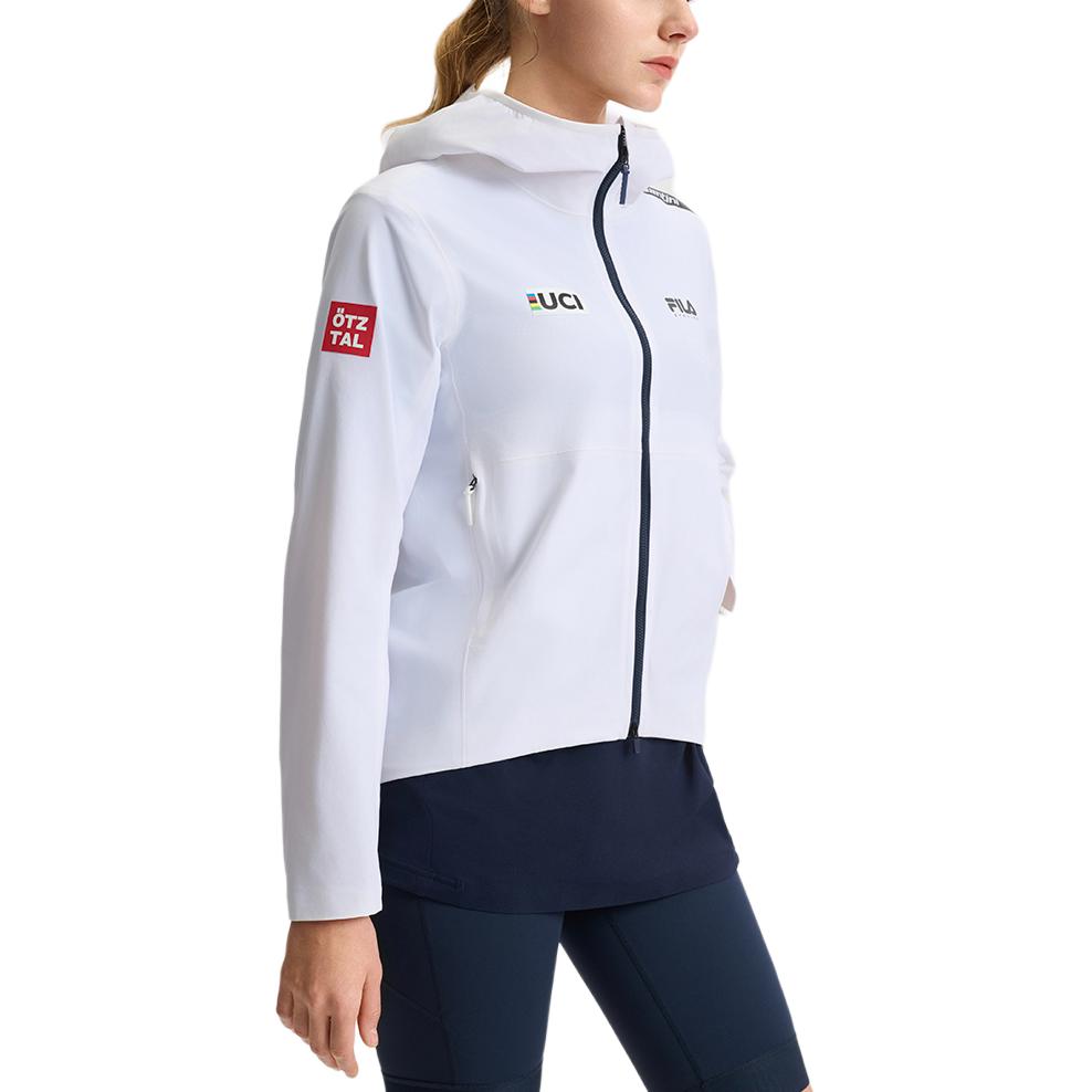 Fila Cycling Logo Durable Sports Woven Hooded Long Sleeve Jacket Women Jackets Jade-White A11W528701F-WT