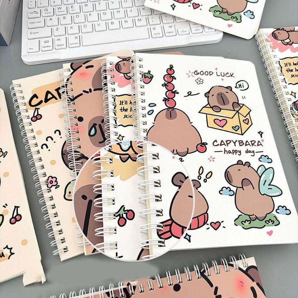 Внутренние страницы в линейке, спиральный блокнот, маленький блокнот Capybara, блокнот Capybara, школьные канцелярские принадлежности