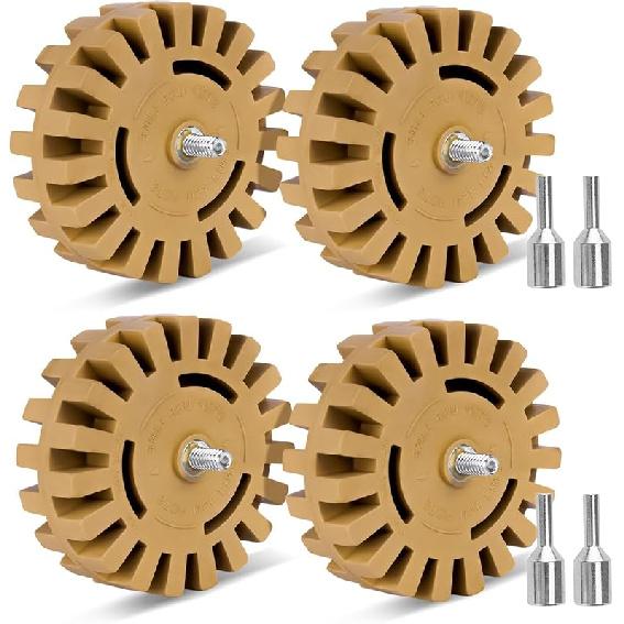 2 Pack Decal Remover Eraser Wheel Adhesive Remover With Adapter 4 Inch Rubber Eraser Wheel For Drill Removes Car Decal Vinyl Tape Graphics Ptripe