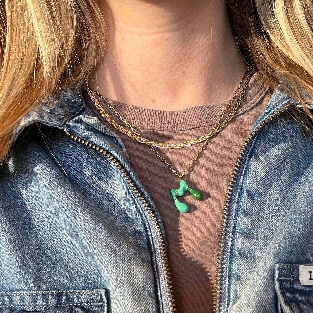 Bubble Alphabet Pendant Necklace Dripping Oil Minority Clavicle Chain  Men