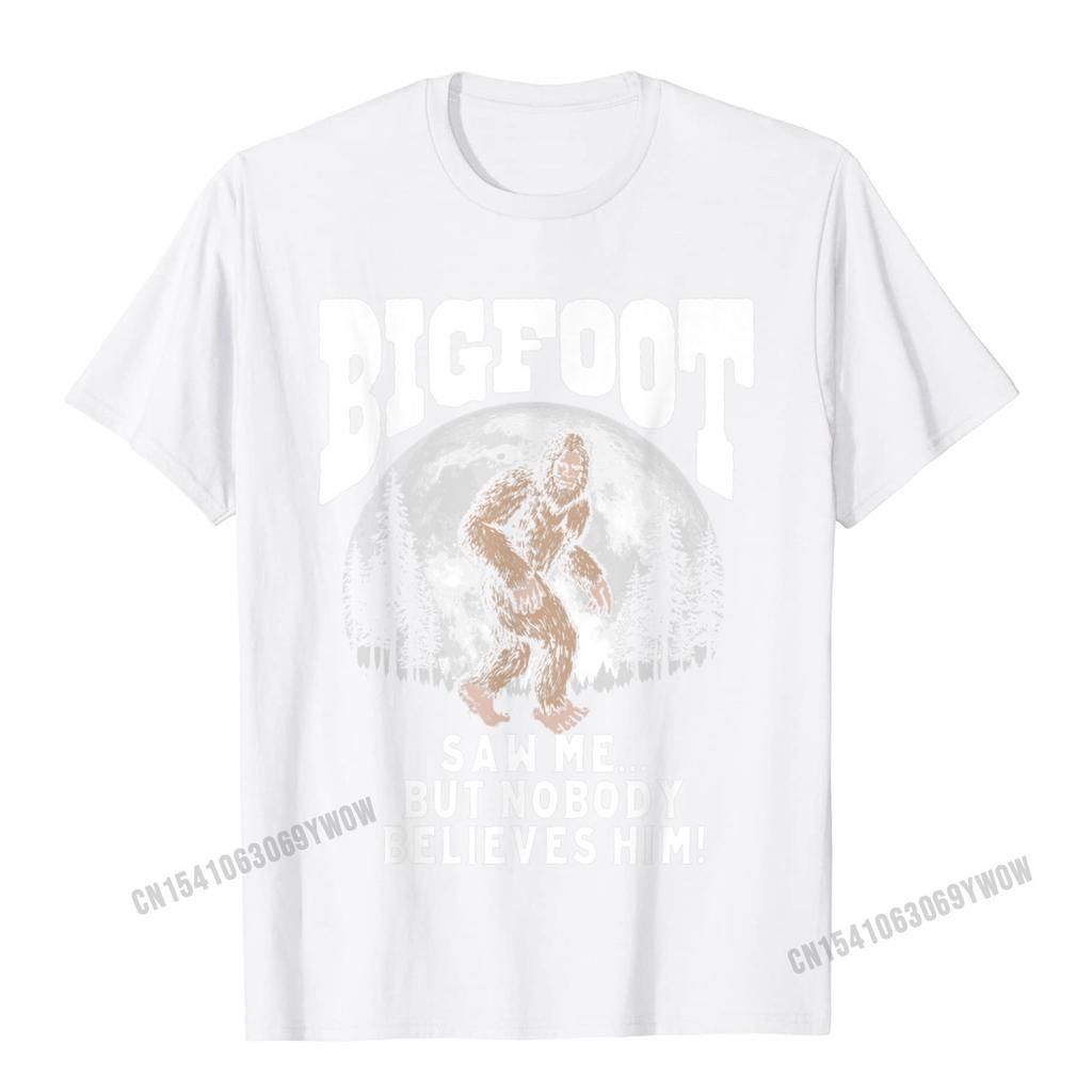 Bigfoot Saw Me But Nobody Believes Funny Sasquatch Moon TShirt Camisas Unisex Cool Tops  Tees Cotton Unisex Top TShirts Oversized